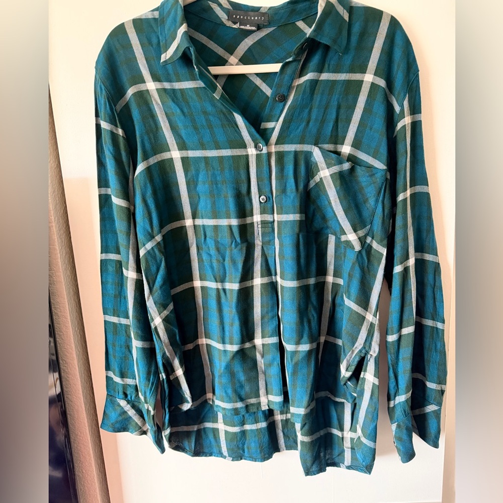 Sanctuary Green Plaid Button-Up Shirt